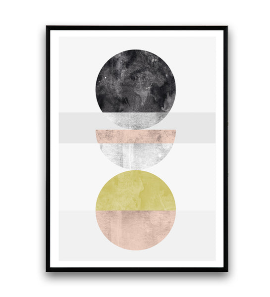 Watercolor circles abstract art print - Wallzilladesign