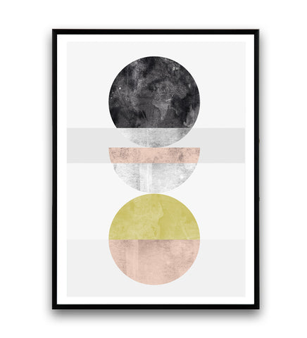 Watercolor circles abstract art print - Wallzilladesign