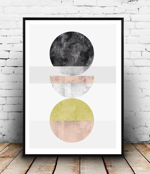 Watercolor circles abstract art print - Wallzilladesign