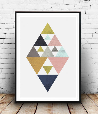 Abstract triangle geometric print - Wallzilladesign