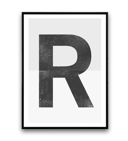 R letter typography minimalist print - Wallzilladesign