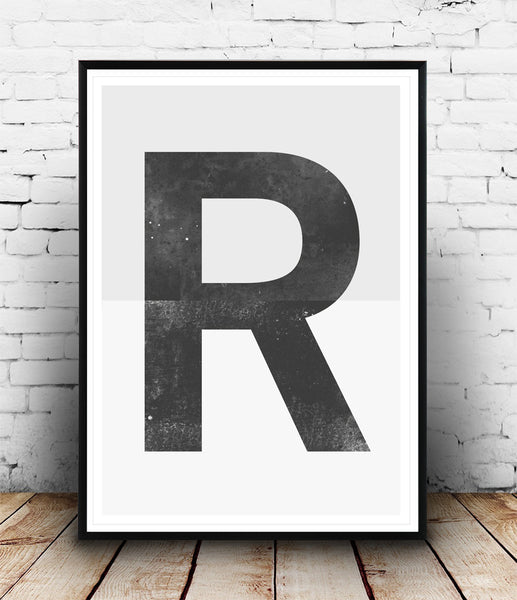R letter typography minimalist print - Wallzilladesign