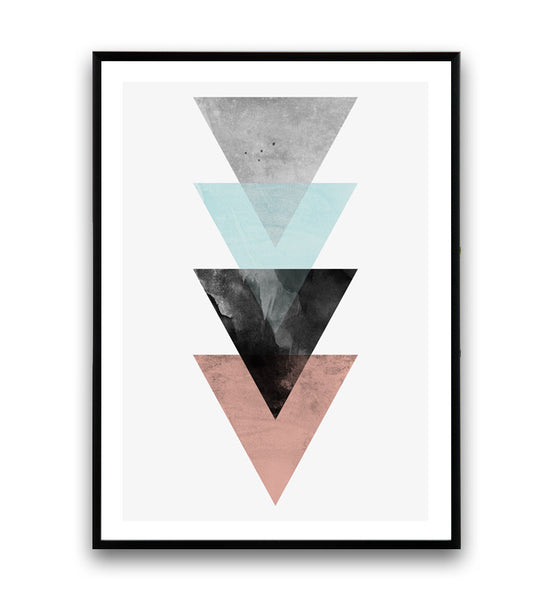 Colorful abstract art, geometric poster, triangle modern art print - Wallzilladesign