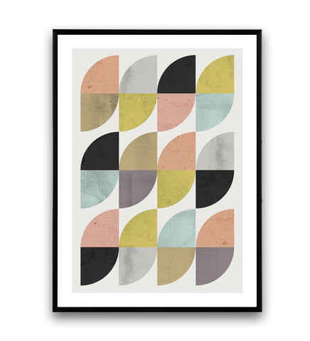 Mid-century modern inspired colorful geometric print - Wallzilladesign