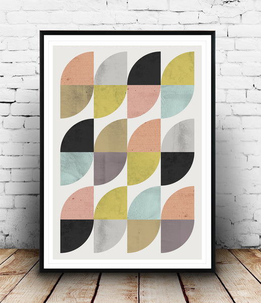 Mid-century modern inspired colorful geometric print - Wallzilladesign