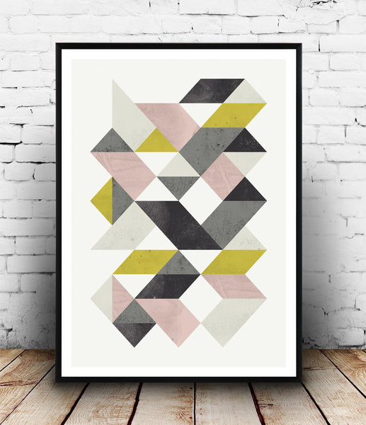Geometric poster with abstract triangle shape - Wallzilladesign