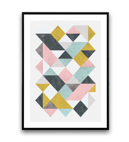 Pastel colored triangles abstract print - Wallzilladesign