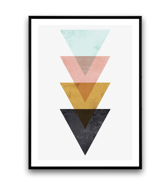 Triangle print, geometric design poster, home decor art, watercolor - Wallzilladesign