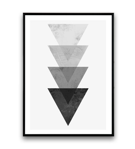 Geometric abstract triangle composition in black and white - Wallzilladesign