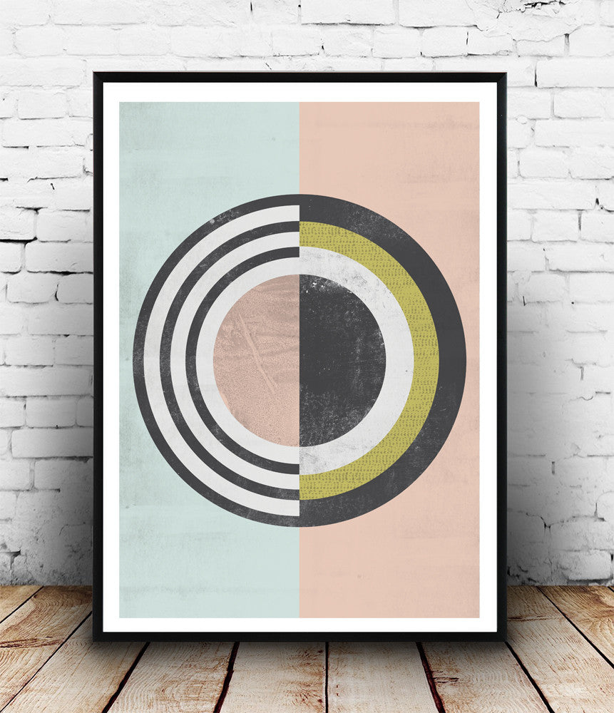 Geometric abstract poster with pastel colors - Wallzilladesign