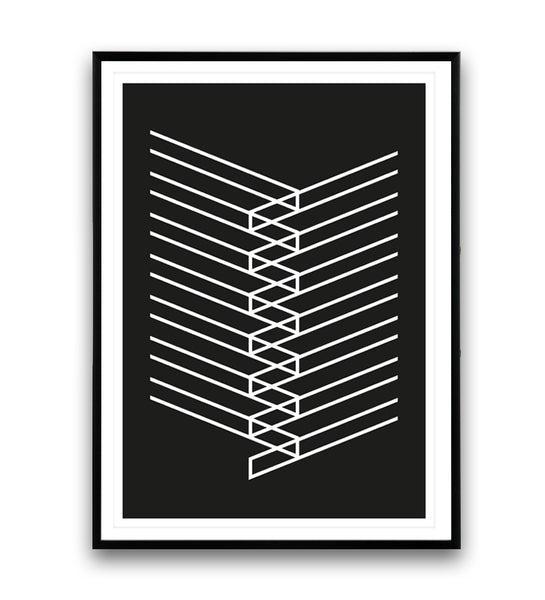 Minimalist lines on black background print - Wallzilladesign