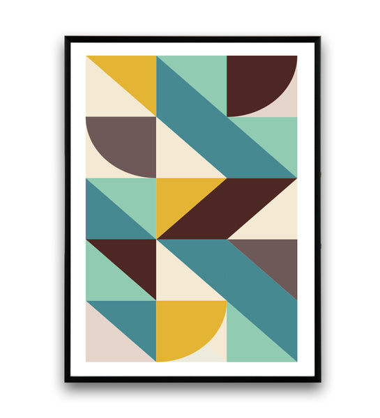 Geometric shapes poster with cool and yellow tones - Wallzilladesign