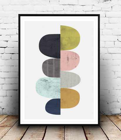 Colorful geometric abstract print, Scandinavian design - Wallzilladesign