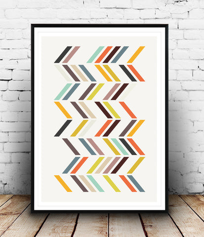 Colorful chevron print with pastel tones - Wallzilladesign