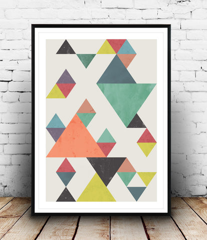 Falling triangles geometric print - Wallzilladesign
