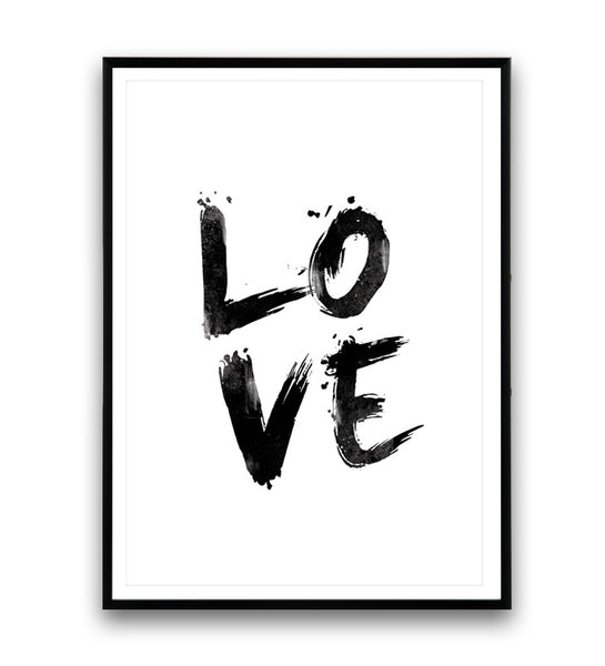 Love print, handwritten letter print, black and white art, quote poster - Wallzilladesign