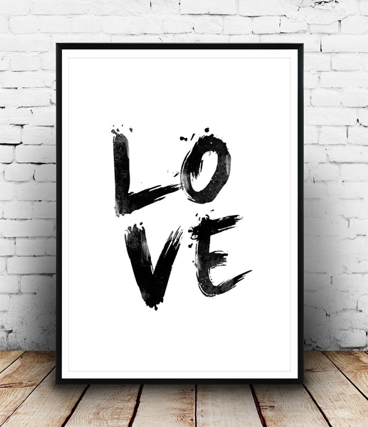 LOVE brush letters print - Wallzilladesign