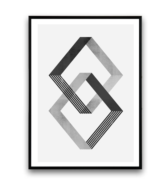 Minimalist geometric print in monochrome palette - Wallzilladesign