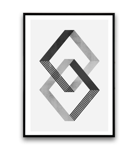 Minimalist geometric print in monochrome palette - Wallzilladesign