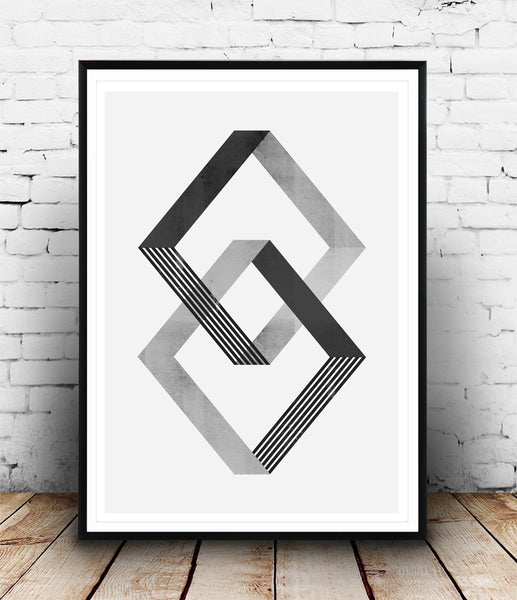 Minimalist geometric print in monochrome palette - Wallzilladesign