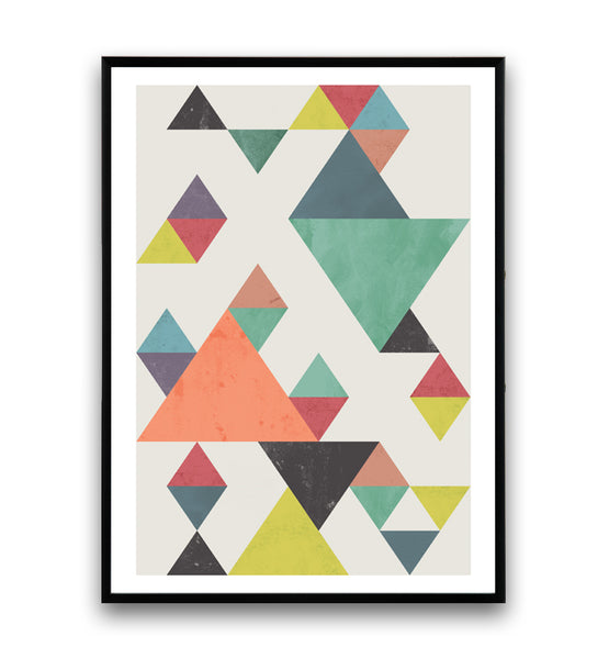 Falling triangles geometric print - Wallzilladesign