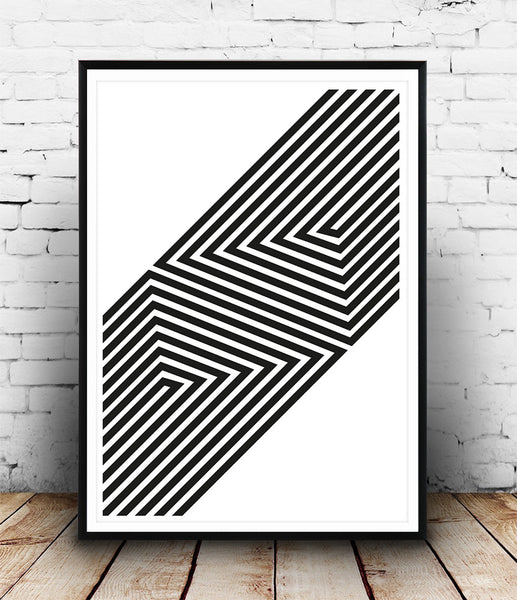Op art print, geometric abstract art, simple wall decor, boho chic print - Wallzilladesign