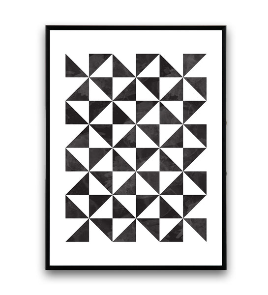 Black and white minimalistic triangles print - Wallzilladesign