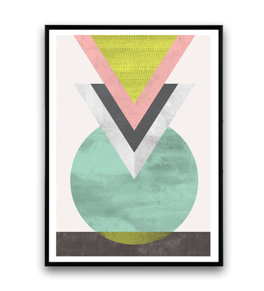 Geometric print, abstract triangle print, watercolor art - Wallzilladesign