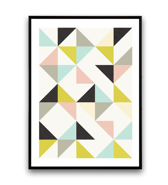 Scandinavian triangle pattern in pastel colors print - Wallzilladesign