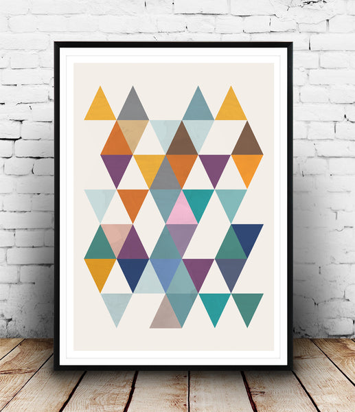 Colorful triangles composition print - Wallzilladesign