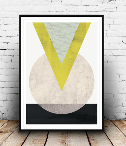 Circle abstract print, watercolor design print, minimalist poster - Wallzilladesign