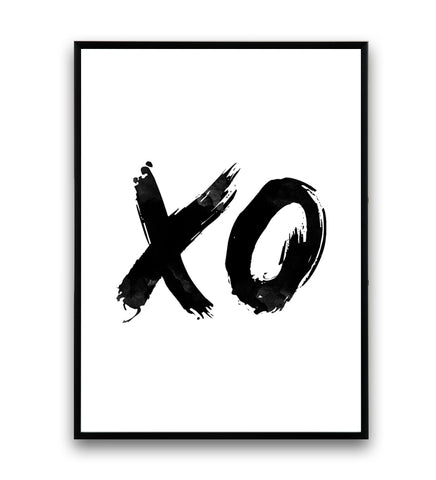XO typography print with brush lettering - Wallzilladesign
