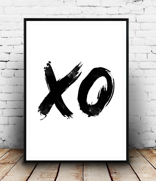 XO typography print with brush lettering - Wallzilladesign
