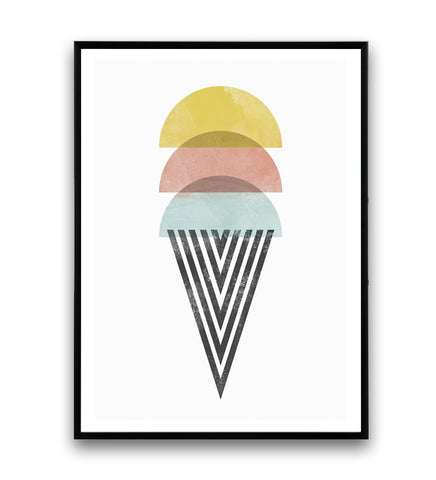Minimalist abstract ice cram poster print - Wallzilladesign